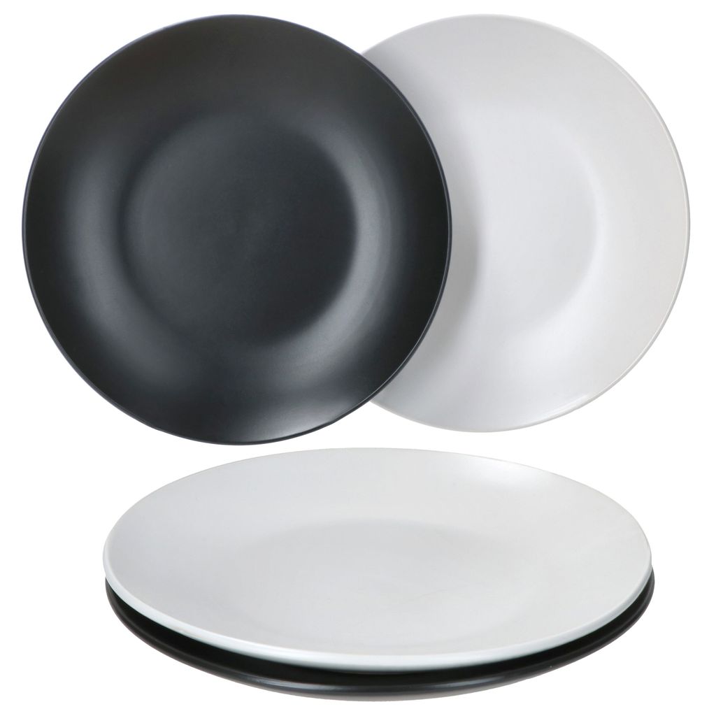 4er Set Kuchenteller Nero Bianco weiß & schwarz