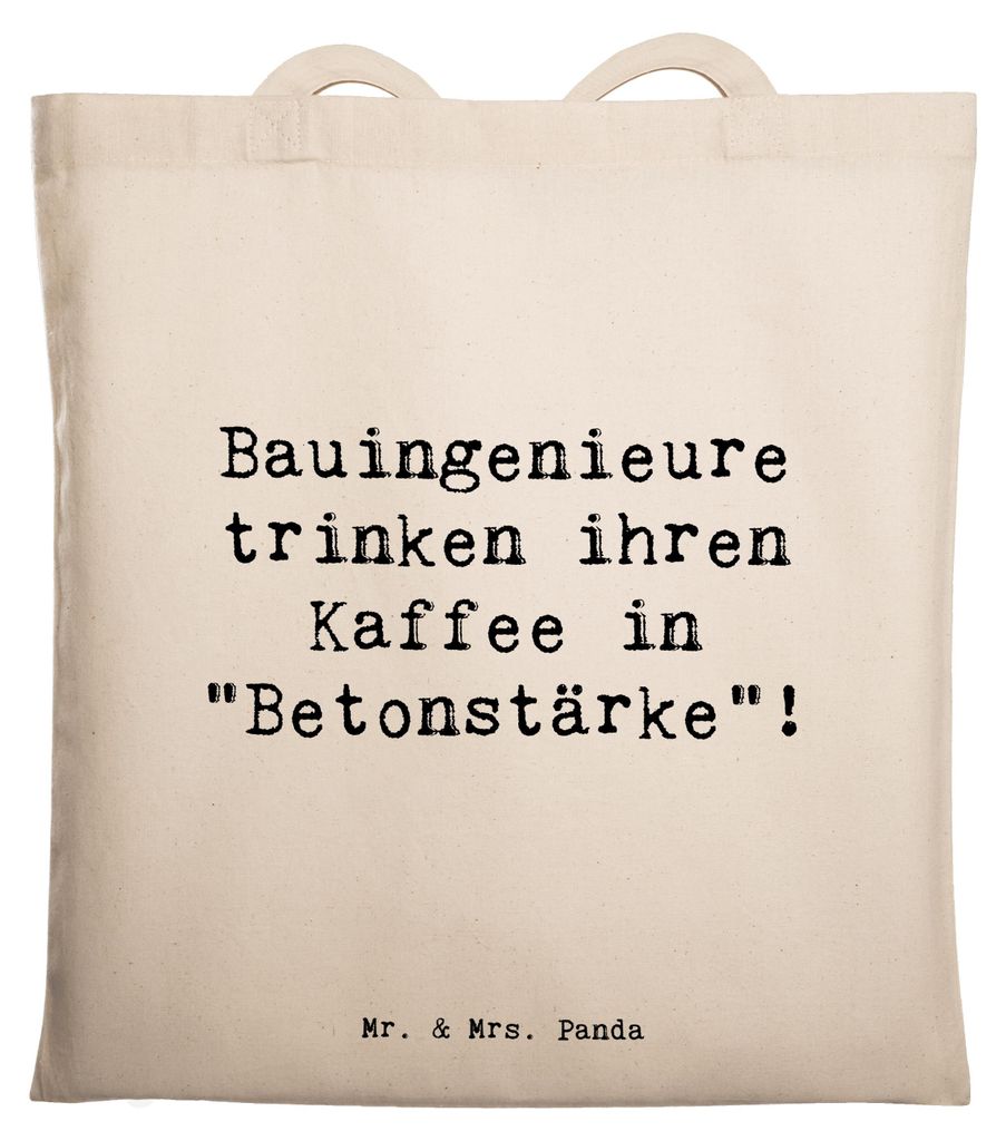 Mr. & Mrs. Panda Shopping Tasche Spruch Bauingenieur Kaffee - Transparent - Geschenk, Tote Bag, Geschenke mit Herz, Ingenieur, Bauplanung, Bauwesen...