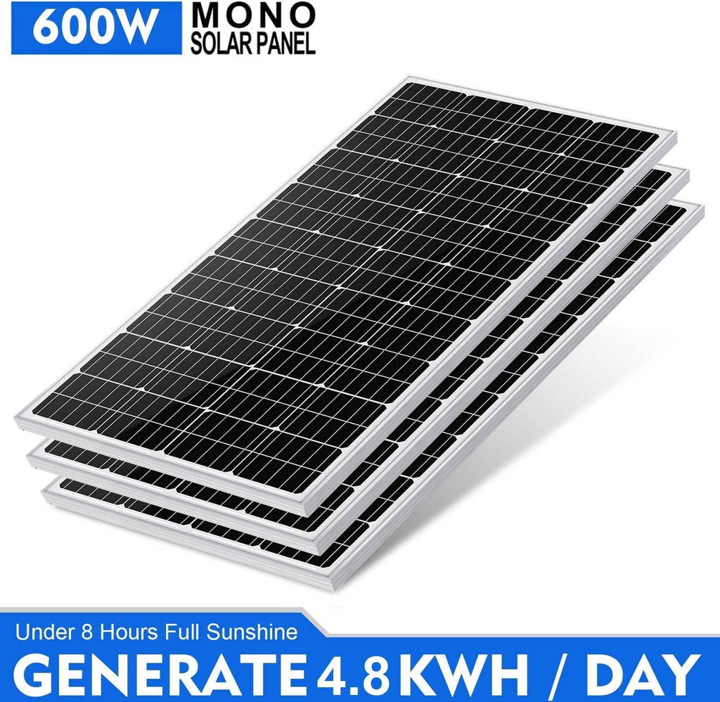 600W Watt Solarmodul 3x200W Mono Solarpanel 12V/24V Photovoltaik Solaranlage für Wohnmobil Camping Haus RV