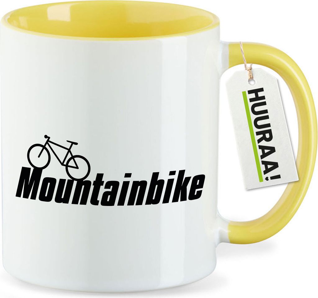 Huuraa Kaffeetasse Mountain Bike Fahrrad 330ml Gelb Keramik Kaffeebecher Geschenkidee