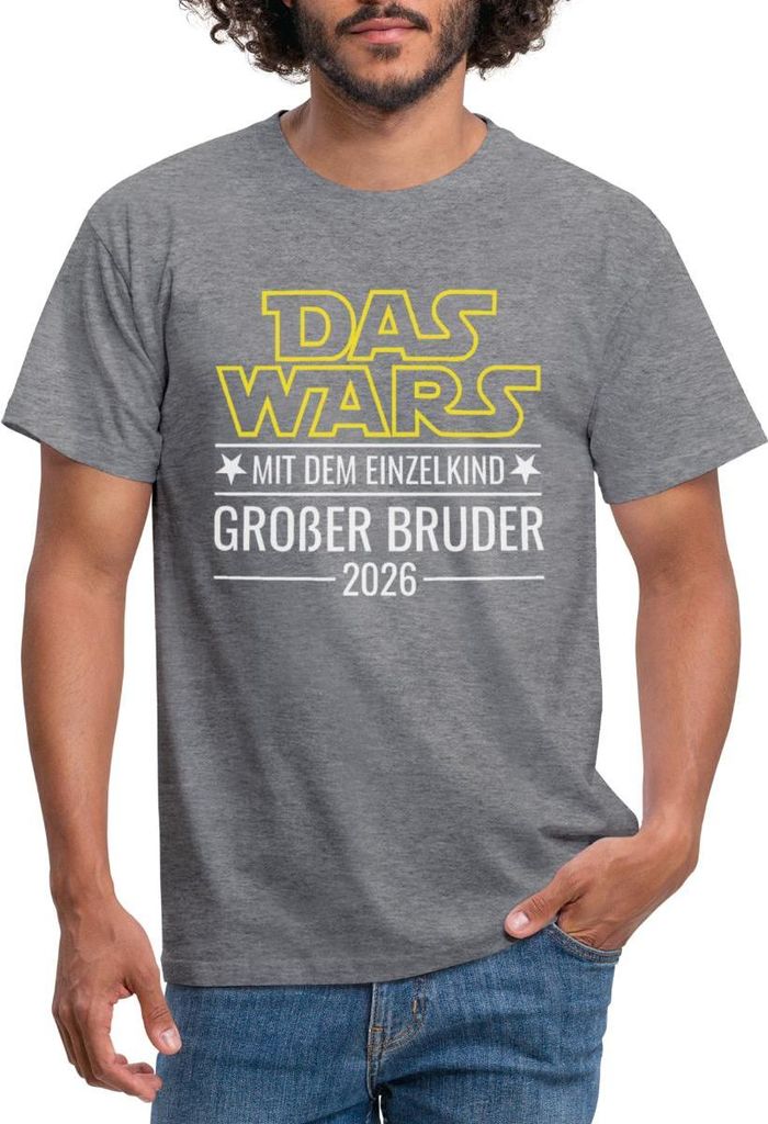 Spreadshirt Das wars mit dem Einzelkind - Großer Bruder 2026 Männer T-Shirt, L, Graphit meliert