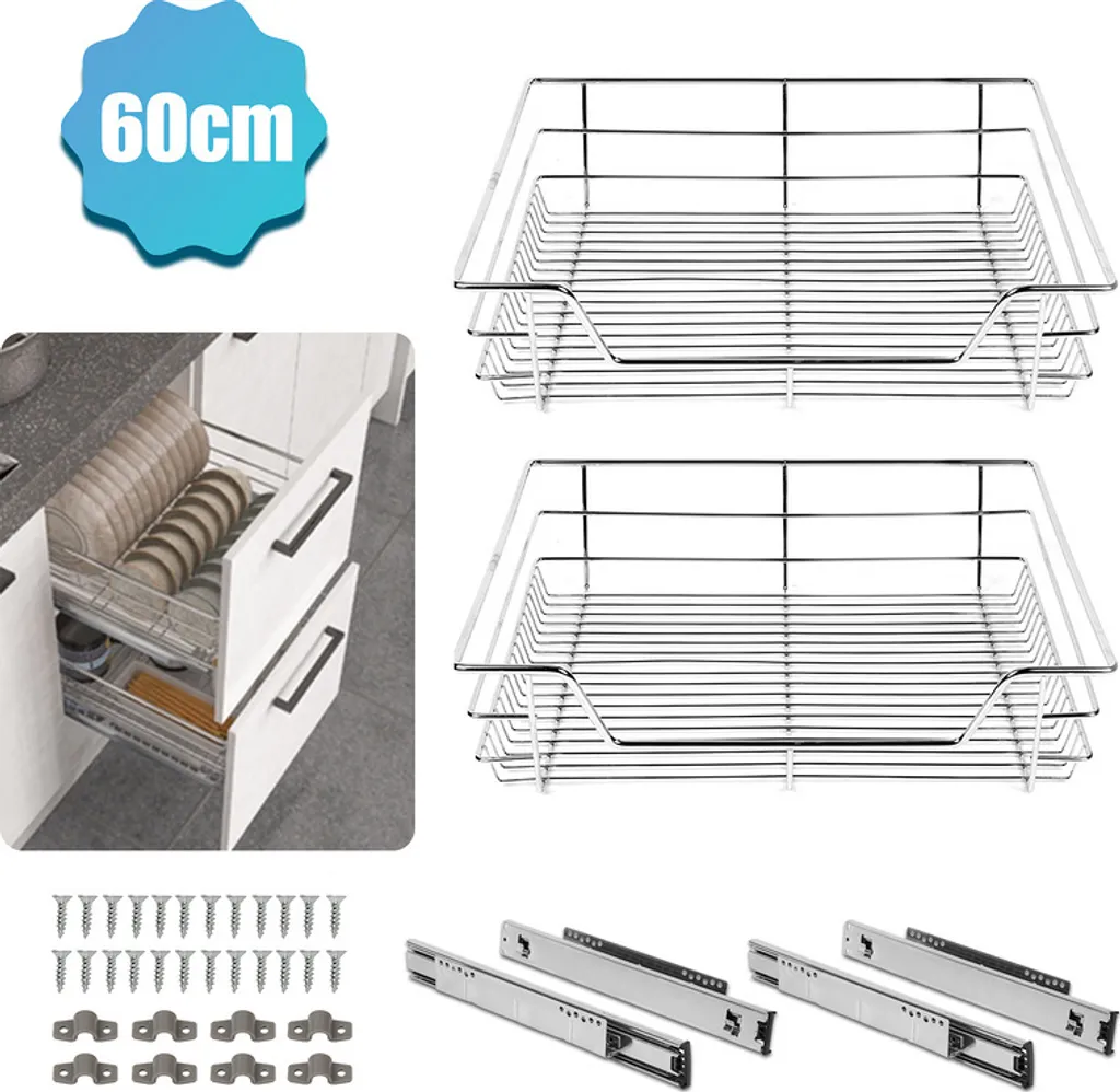 Cassetto Cucina Estraibile 60cm Jopassy Cromato - Set 4X Elegance