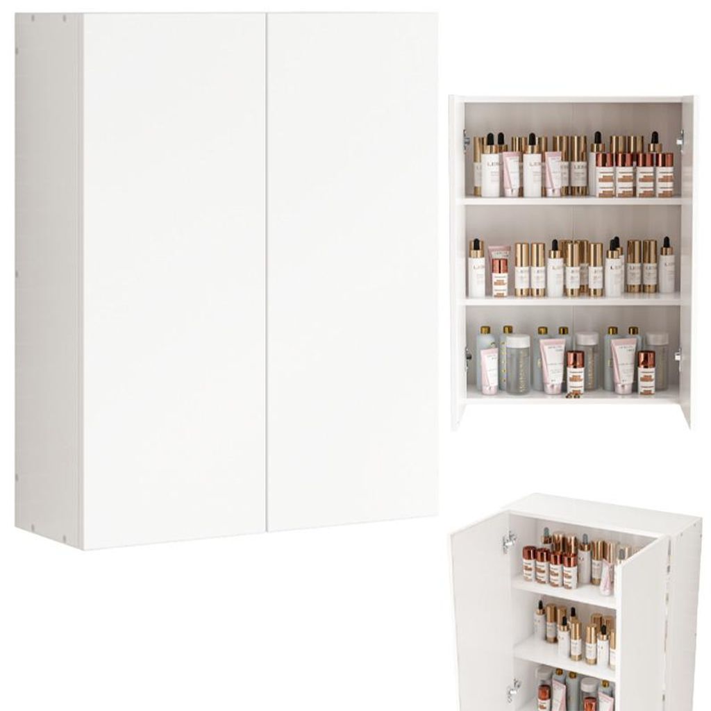 Badezimmerschrank Wandhängend Weiss 2-Türig Modern 3 Produktbild 