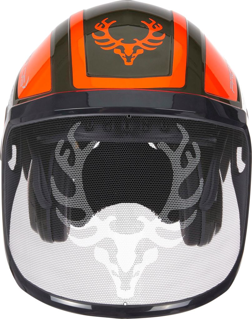 PROTOS Forsthelm / Schutzhelm KOX Edition mit Gehörschutz und Visier Integral Forest Olivgrün/NeonOrange OneSize