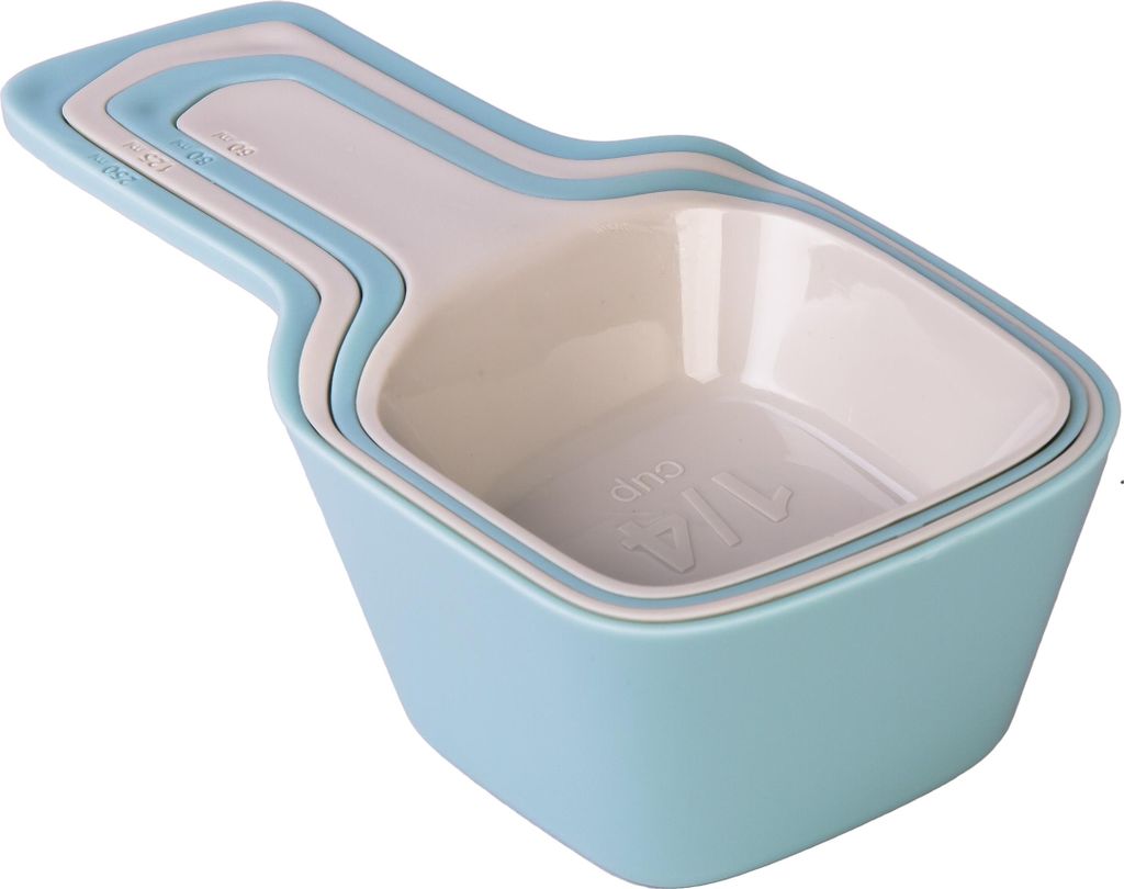 Krumble Messlöffel - Tassen - 4 Stück - 60-80-125-250ml - Hellblau - Grau