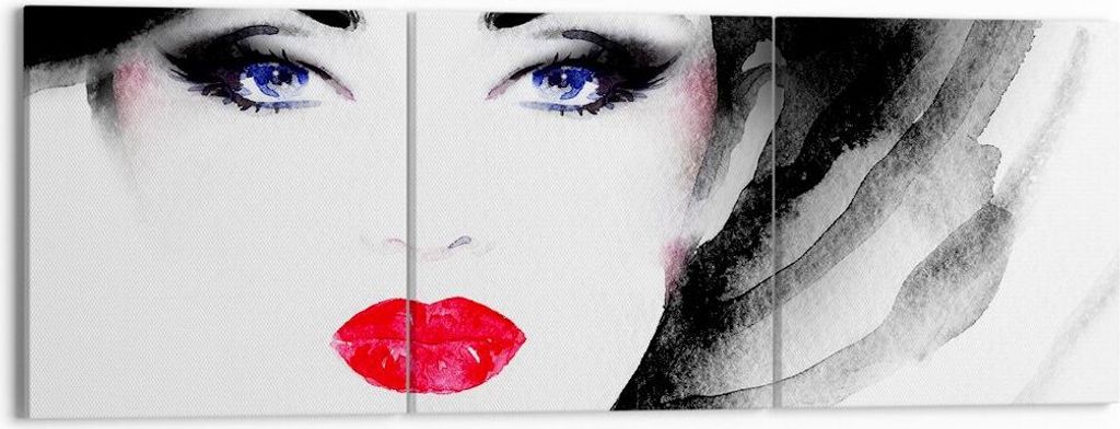 Bild auf Leinwand - Leinwandbild - Frau Gesicht - 150x50cm - Wand Bild - Wanddeko - Wandbilder - Leinwanddruck - Bilder - Kunstdruck - Wanddekorati...