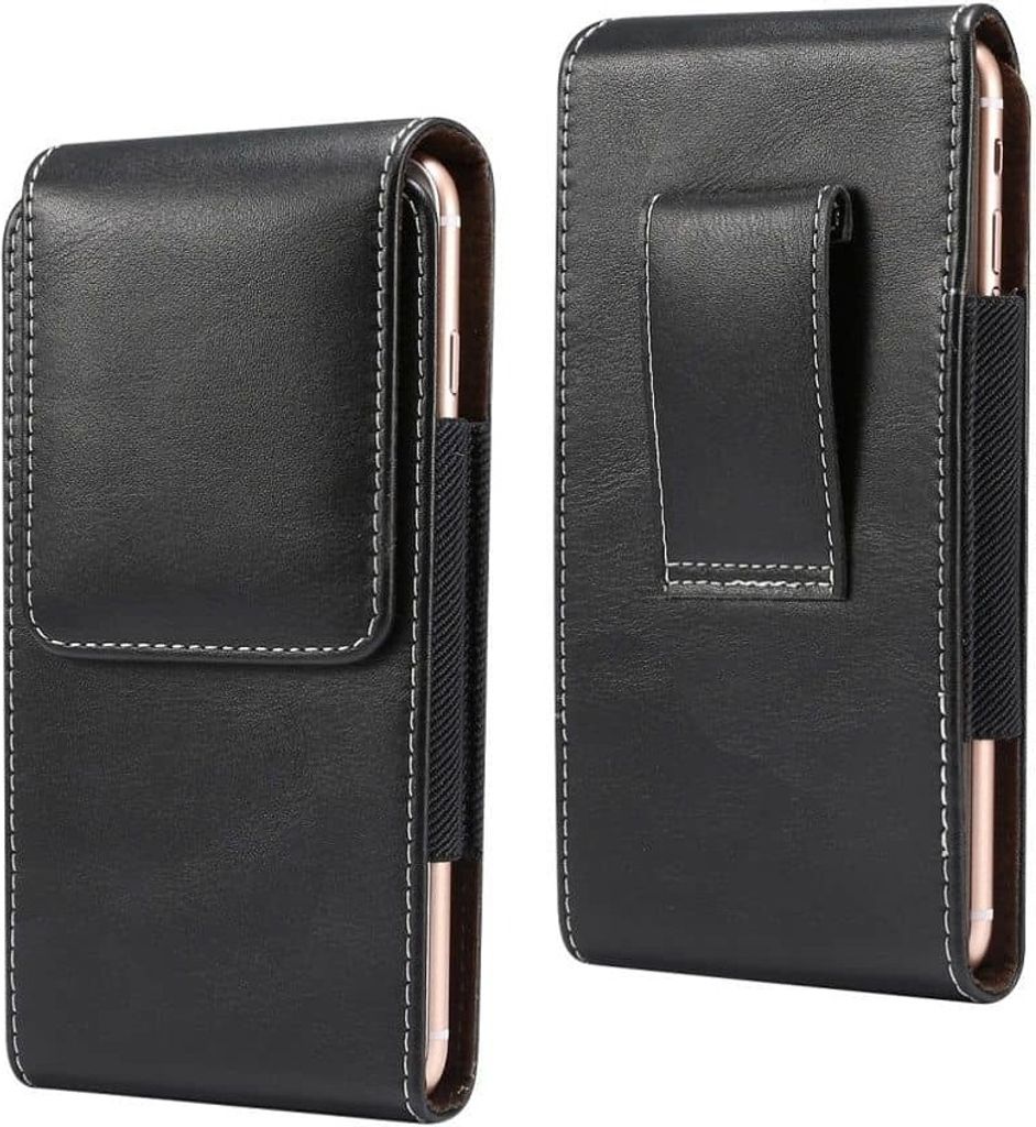 DFV mobile - Etui Neues Design Vertikales Lederholster mit Gürtelschlaufe für Samsung Galaxy A9s (2018) - Schwarz