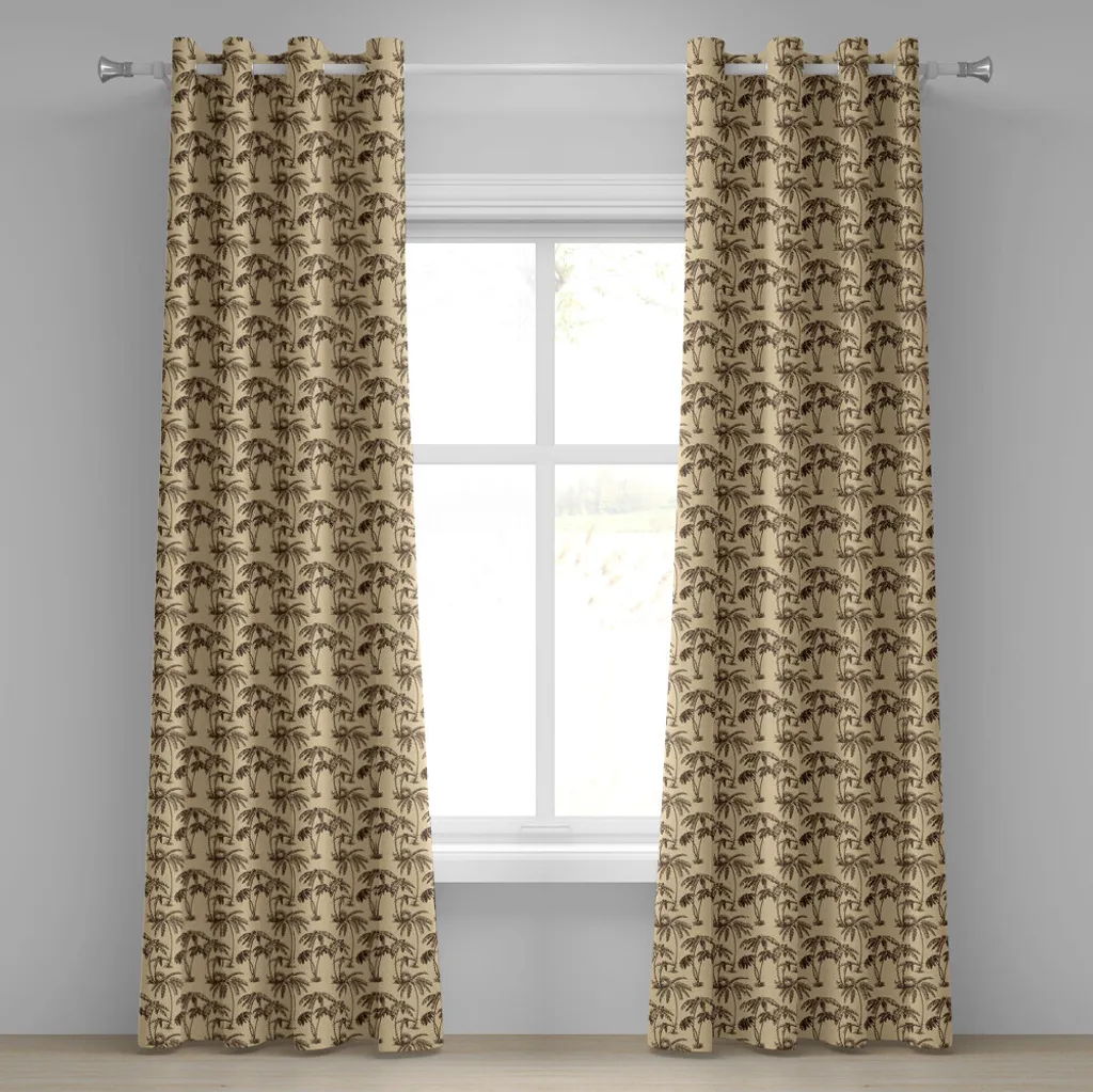 Rideaux décoratifs 2 panneaux feuillage exotique pour salon et chambre