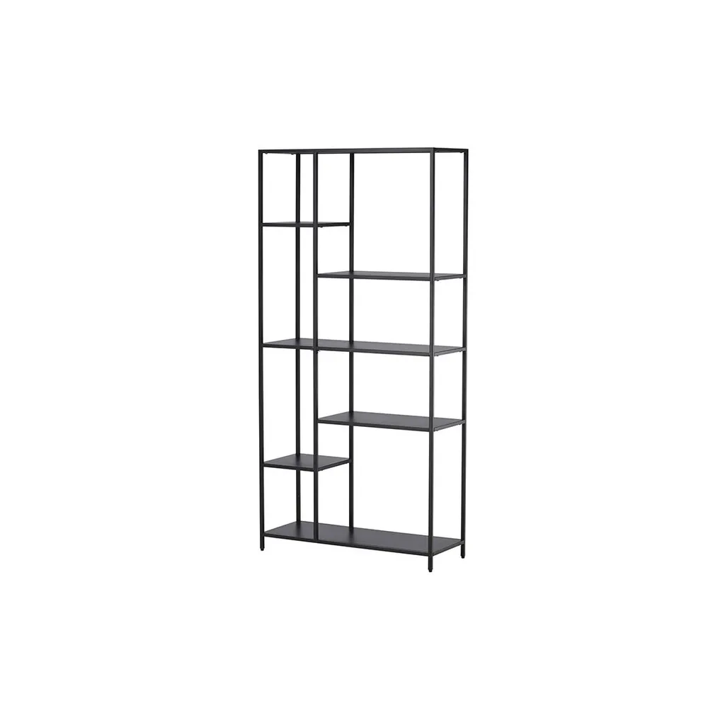 Bibliothèque 6 étagères ElAlto noir - Étagère de rangement bois et métal