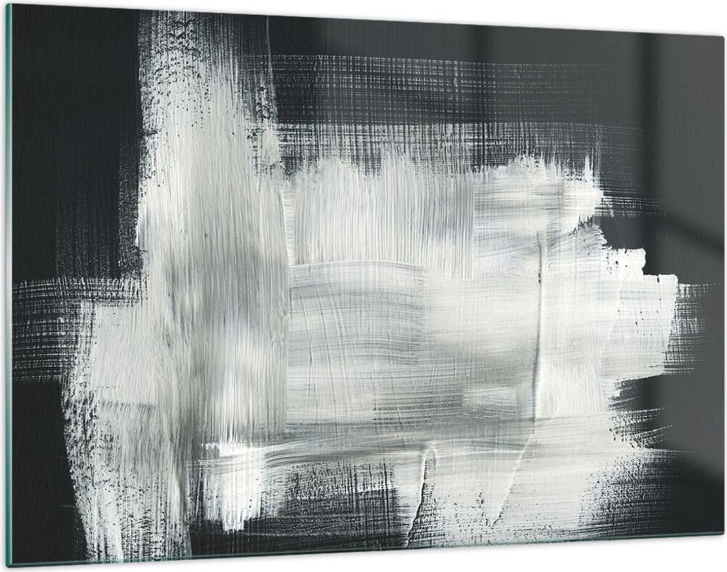 Bilder auf glas - Einteilig - Abstraktion Schwarz Weiß - 120x80cm - Glasbilder - Wandbilder - Bilder - zum Aufhängen bereit - Wanddekoration aus ...