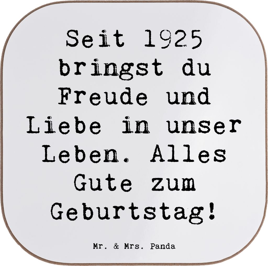 Mr. & Mrs. Panda Untersetzer Glas Spruch 1925 Geburtstag Freude - Weiß - Geschenk, Geburtstagsgeschenk für Jahrgang, zum, Erinnerungen, Geburtsja...