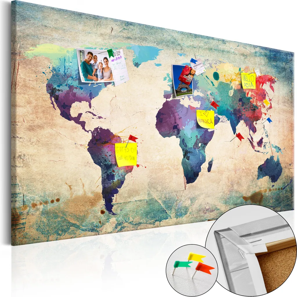 Lavagna Mappa Mondo in Sughero 120x80 - Design Ufficio k-B-0050-p-a