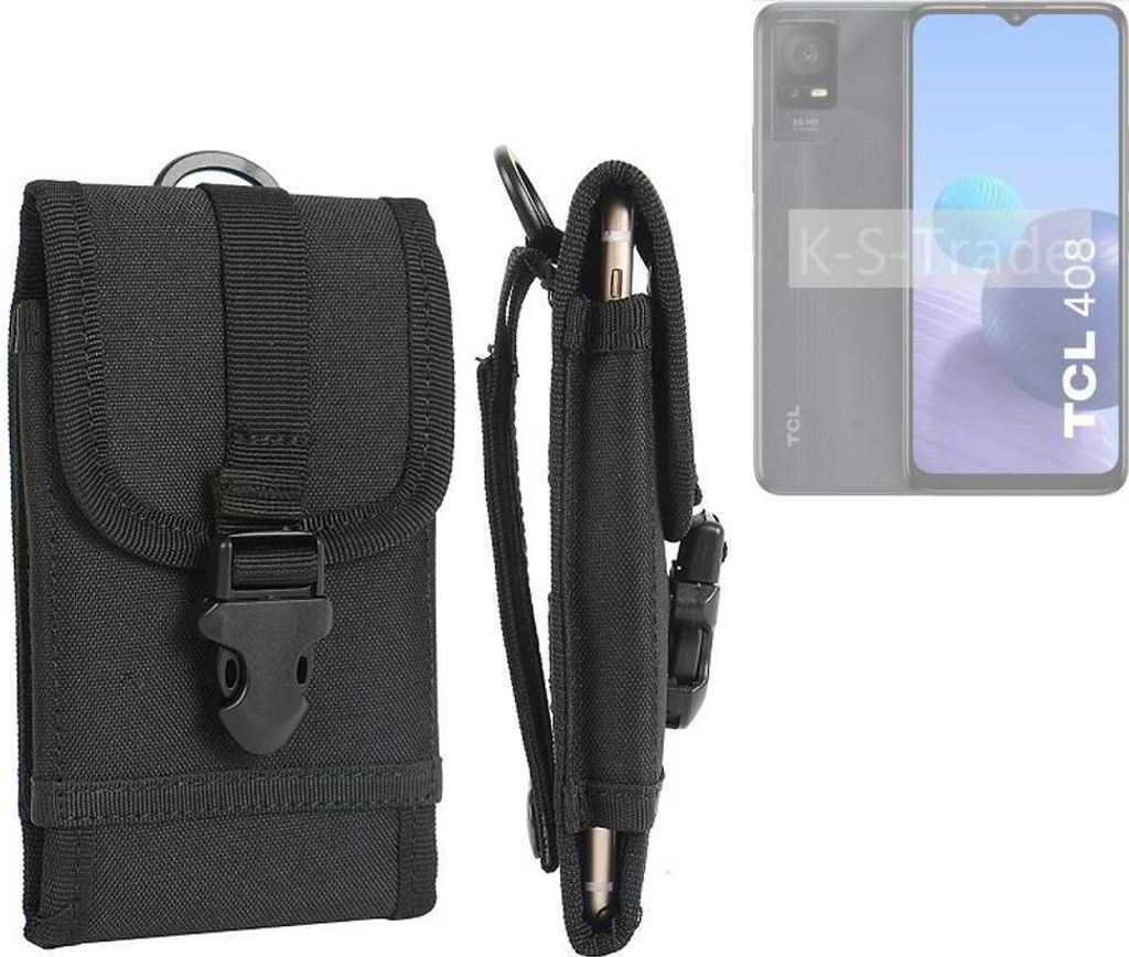 K-S-Trade Holster Handy Hülle kompatibel mit TCL 408 Holster Handytasche Gürtel Tasche Schutz Hülle Robust Outdoor schwarz