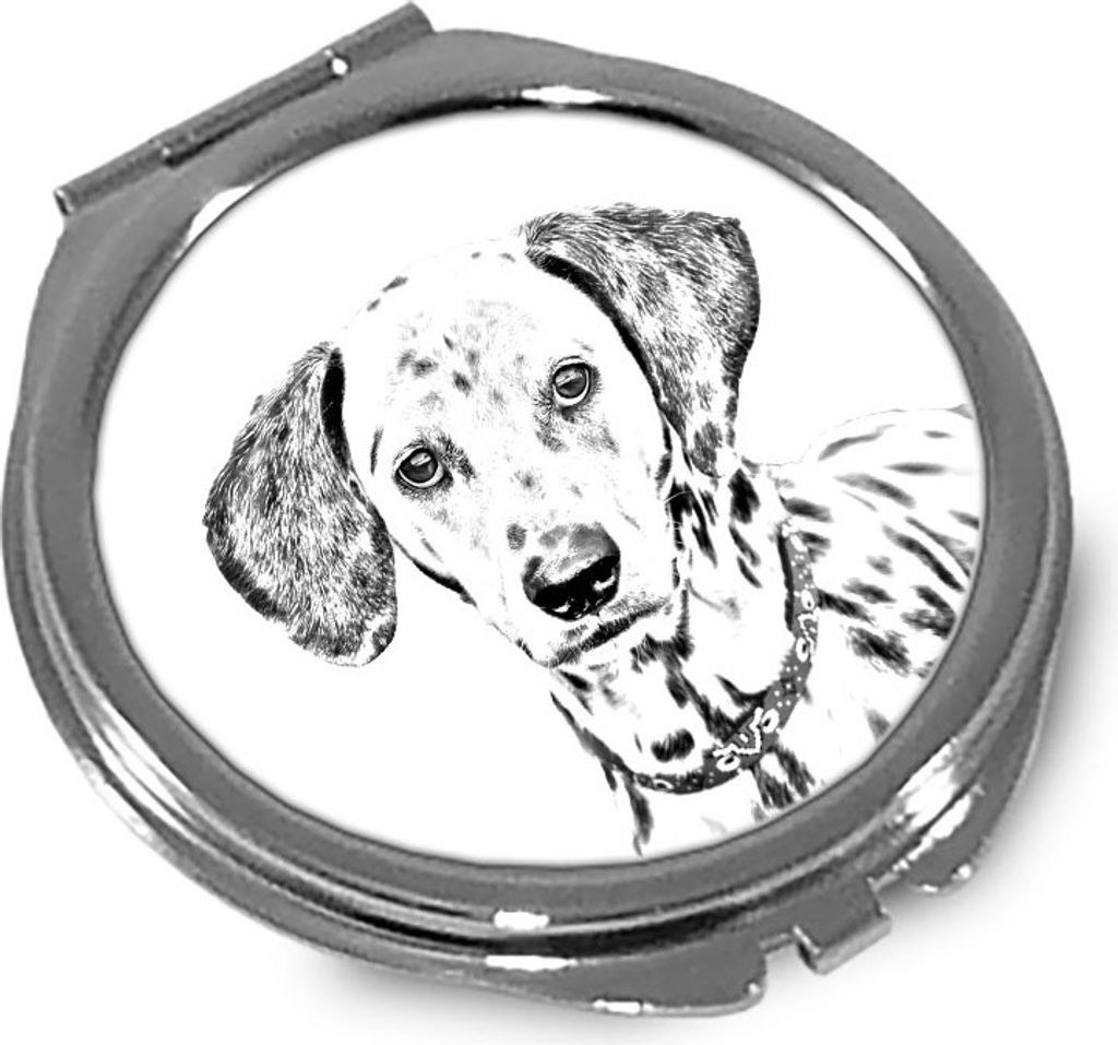 Dalmatiner, Dalmatinac - Taschenspiegel mit Hund, personalisierter Taschenspiegel, kompakter Spiegel mit Art-Dog-Logo