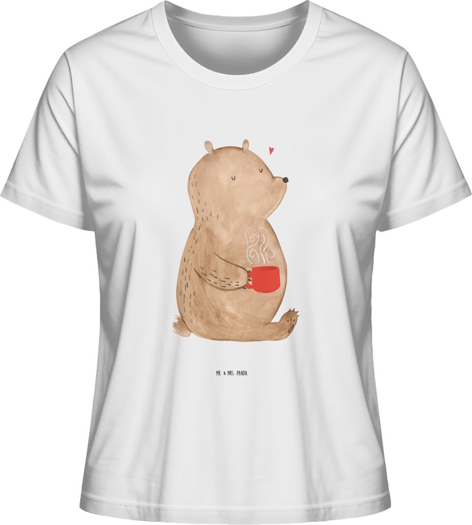 Mr. & Mrs. Panda Basic T-Shirt Damen Bär Morgenkaffee Größe XL - Weiß - Geschenk, shirt, Oberteil, Jahrestag, Freundin, Valentinstag, für Frau...