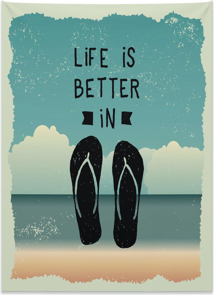 Abakuhaus Flip Flops Wandteppich, Gekritzelte Sandalen aus Weiches Mikrofaser Stoff Kein Verblassen Klare Farben Waschbar, 110 x 150 cm, Mehrfarbig