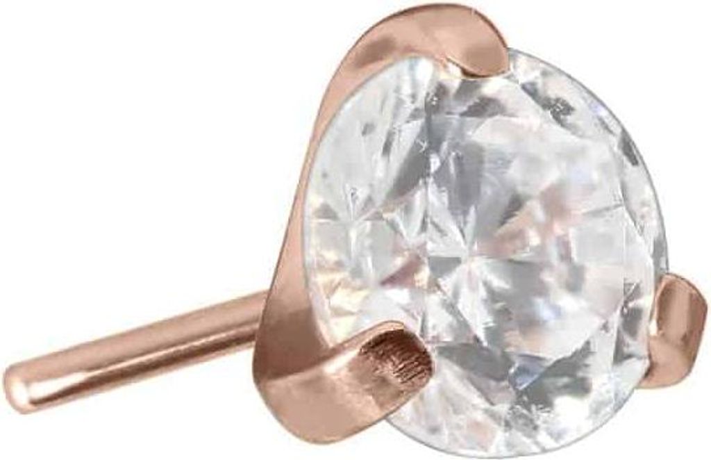Piercing-Zubehör Titan Aufsatz mit Push Pin EINGEFASSTER KRISTALL RoséGold Kristallgröße: 2mm