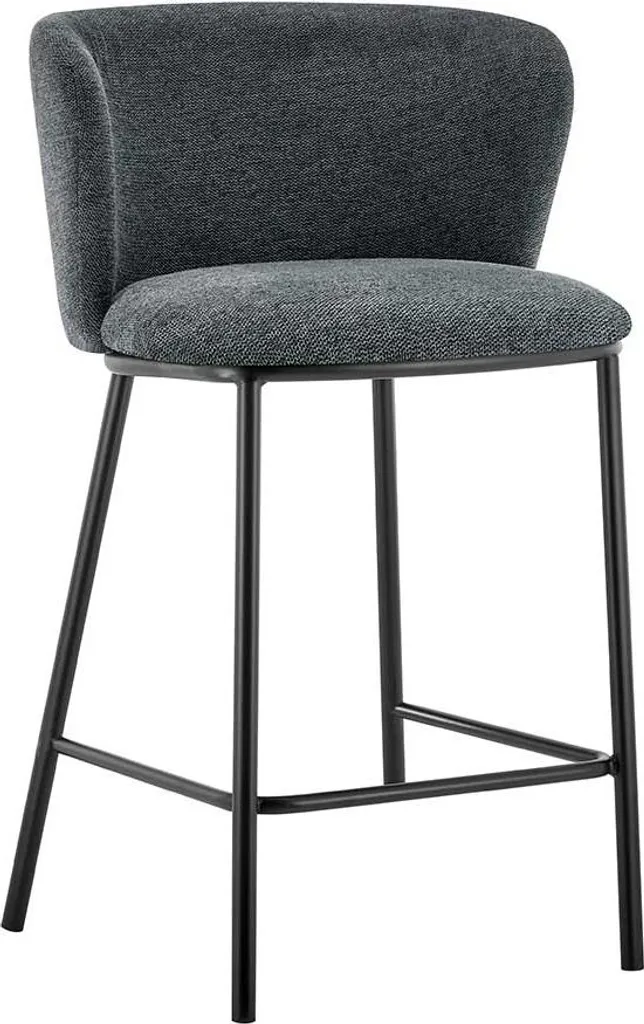 Tabouret de bar Arthur en tissu gris foncé et pieds métal 88,5 cm