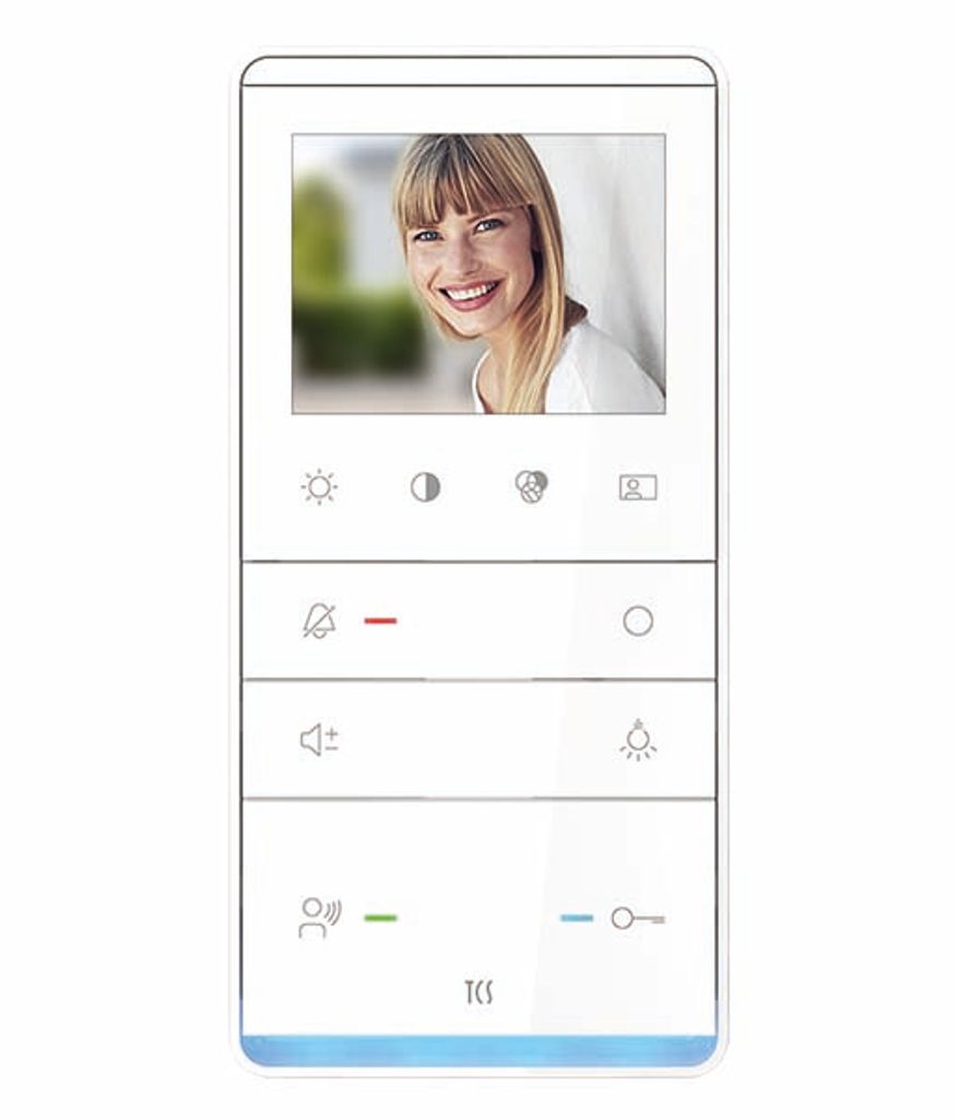 TCS IVW5211-0145 Video 2-Draht Innenstation zum Freisprechen Serie TASTA mit weißem Passepartout, Aufputzmontage weiß