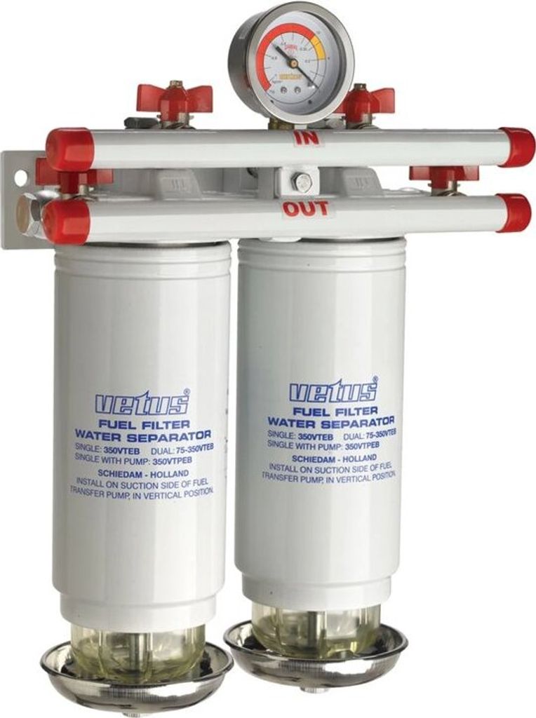 VETUS Doppel-Spin-On-Kraftstofffilter / Wasserabscheider 10 Mikron 800 Liter/Stunde | 75350VTEB