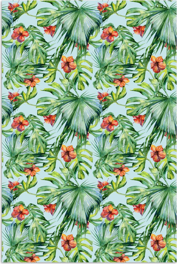 MuchoWow Poster Blumen - Muster - Monstera 40x60 cm - Plakate für die Wand - Poster Babyzimmer