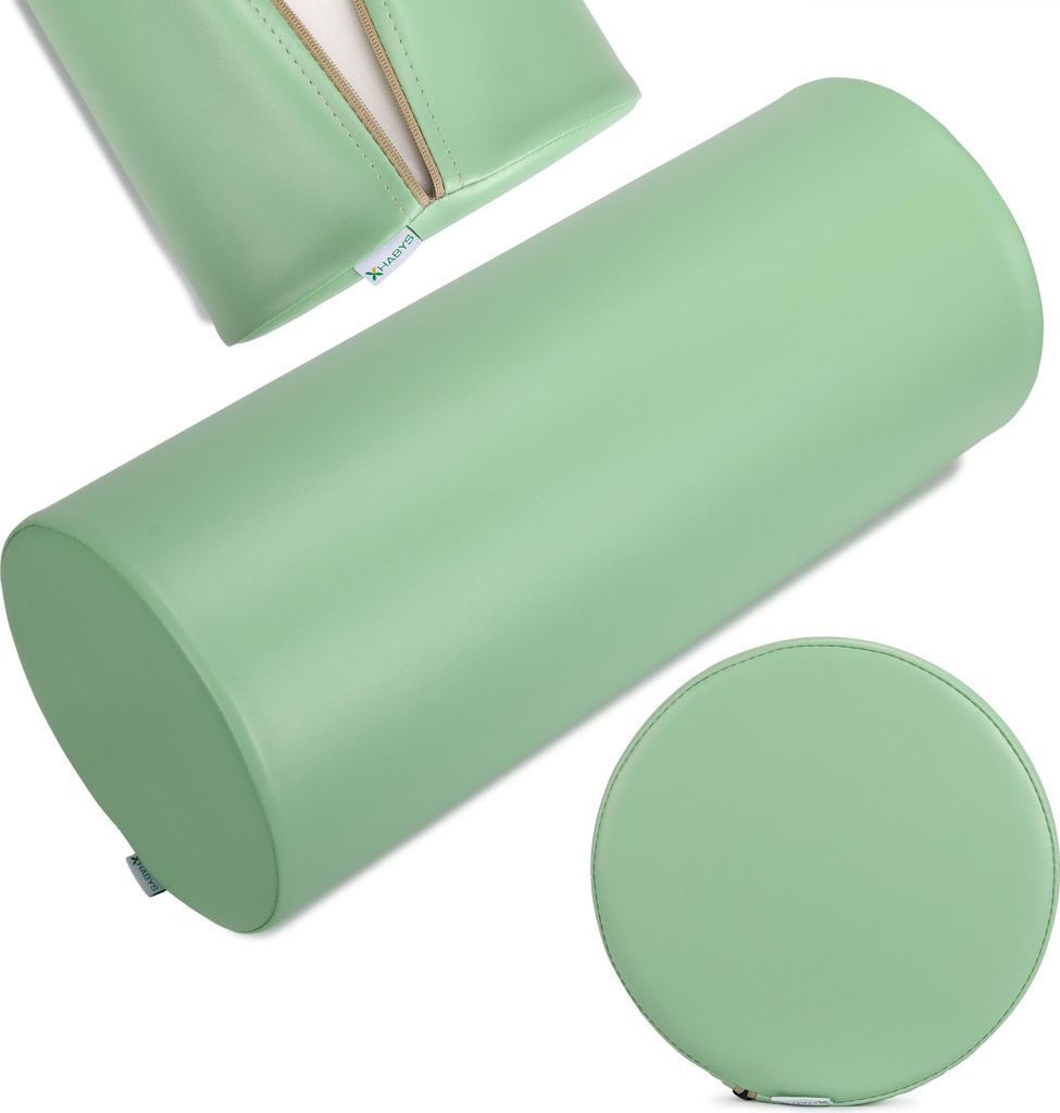 Habys Lagerungsrolle, Vollrolle, Nackenkissen, Lagerungskissen, Nackenrolle, Knierolle für Massage und Therapie, Fitnessrolle, 25x60cm Grün
