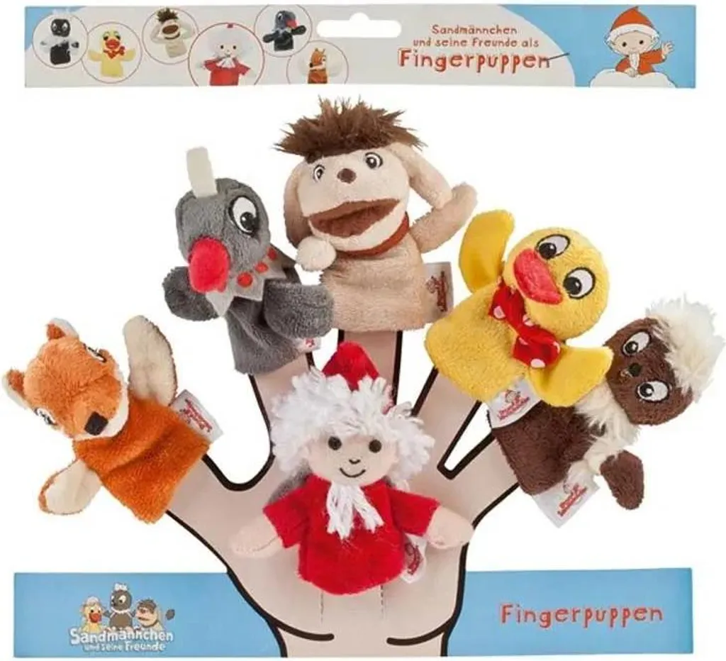Set de 6 marionnettes à doigt Sandman 10 cm pour éveil et spectacle