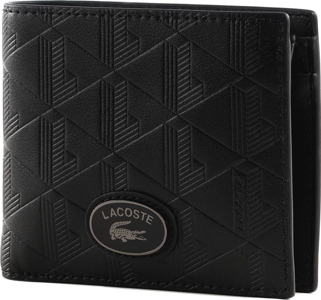 LACOSTE Cuir porte-monnaie Monogramm Billfold Coin Noir Image du produit 