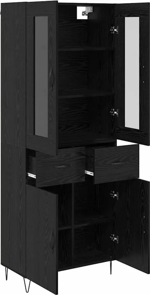 VidaXL Credenza Nera Rovere 180cm: Mobile Dispensa Elegante e Robusto - 5