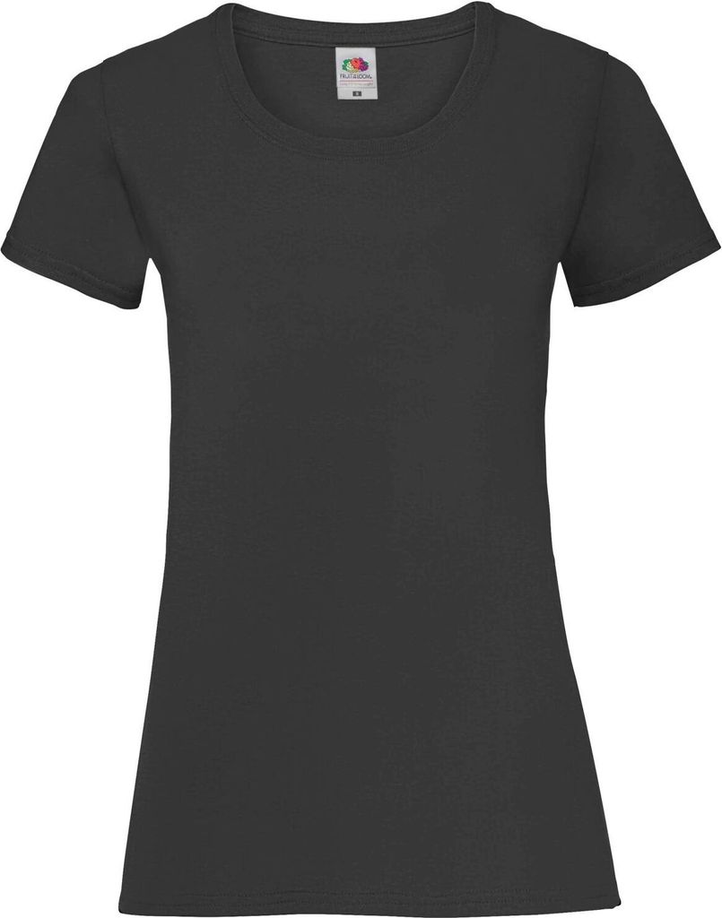 Fruit Of The Loom Lady-Fit Damen T-Shirt (5 Stück/Packung) BC4810 (L) (Schwarz)
