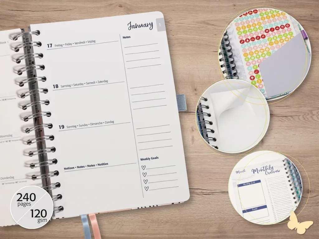 Agenda Calendrier 2026 Jolie A5 avec spirales pour une gestion efficace