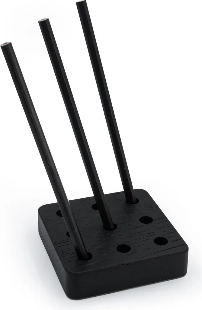 Organisateur carré en chêne noir, porte-stylo bois massif durable