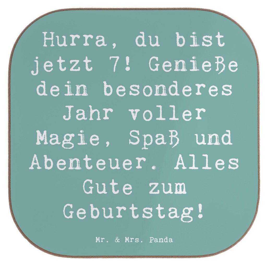 Mr. & Mrs. Panda garten untersetzer Spruch 7. Geburtstag - Meeresbrise - Geschenk, gläseruntersetzer, für Gläser, Kindergeburtstag, Alter, Happy...