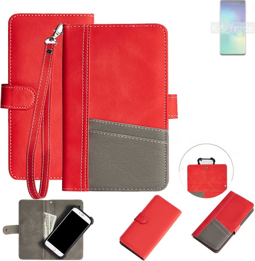 K-S-Trade Handy Schutzhülle für Samsung Galaxy S10+ SD855 Hülle Portemonnee Brieftasche Klapphülle Kartenfächer Flip Wallet Case Etui