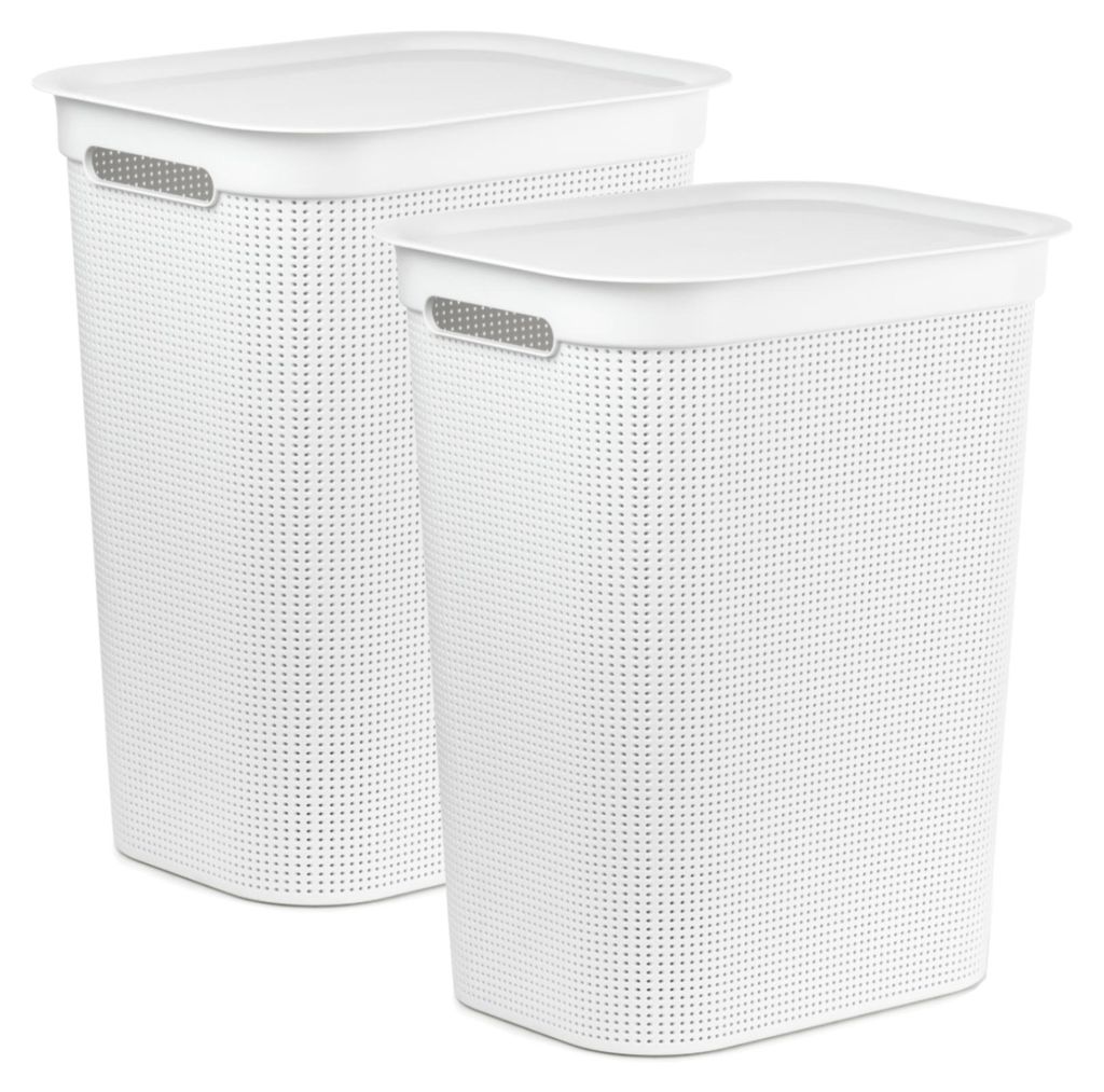 2er Set Wäschesammler 50 l BRISEN, Farbe:Weiß Produktbild 