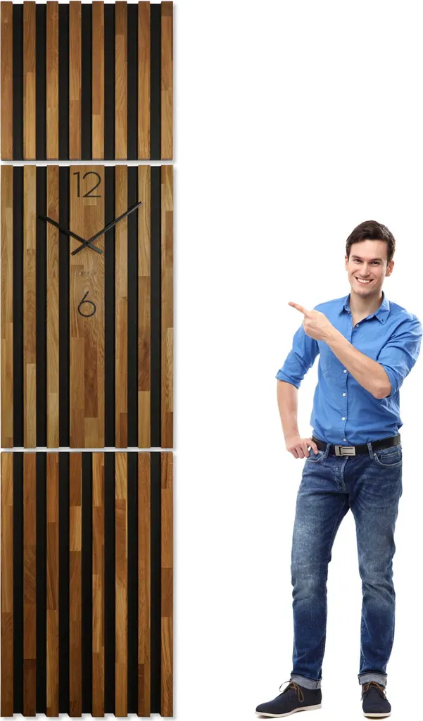 Horloge murale XXL chêne silencieuse sans tic-tac design moderne