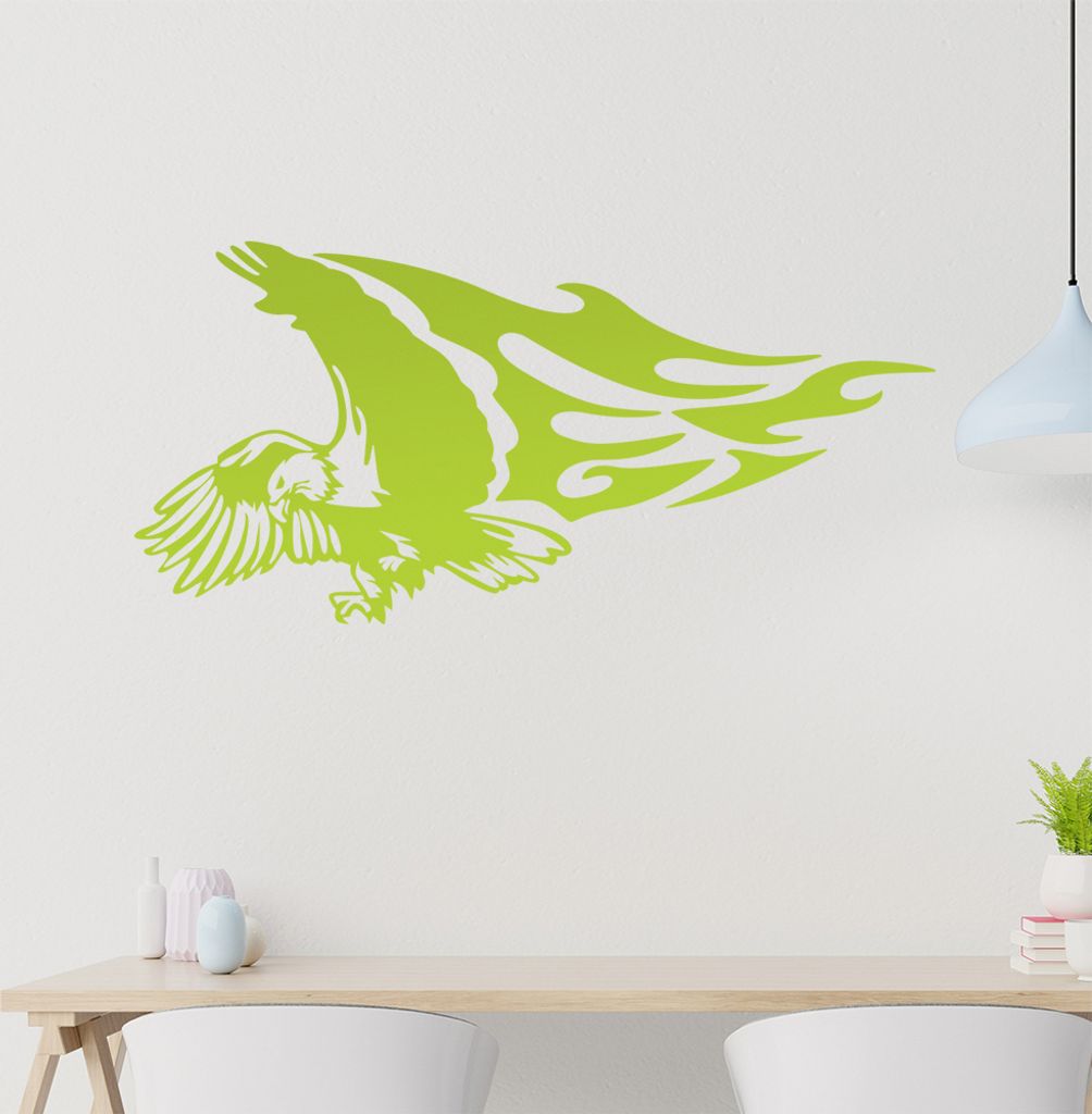 Flammen Adler Wandtattoo in 6 Größen - Wandaufkleber Wall Sticker - Dekoration, Küche, Wohnzimmer, Schlafzimmer, Badezimmer