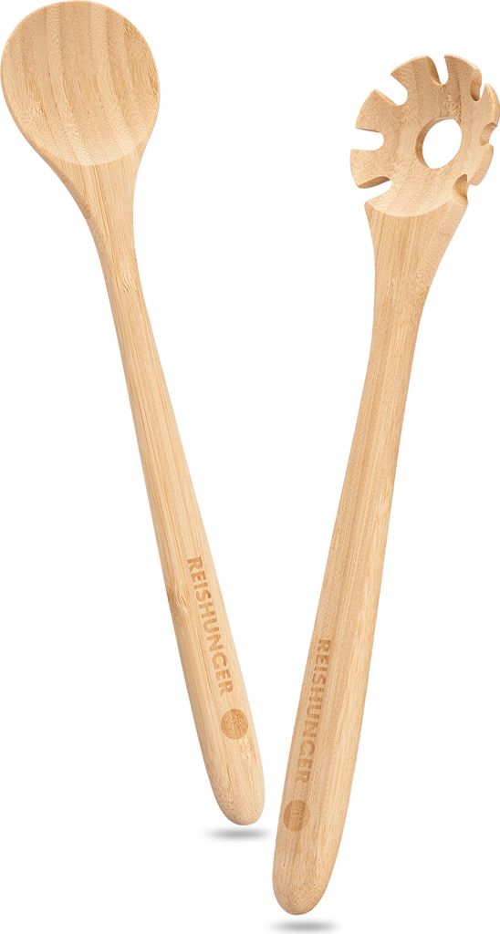 REISHUNGER Bambus Spaghettilöffel 2er Set, Küchenhelfer, 32cm