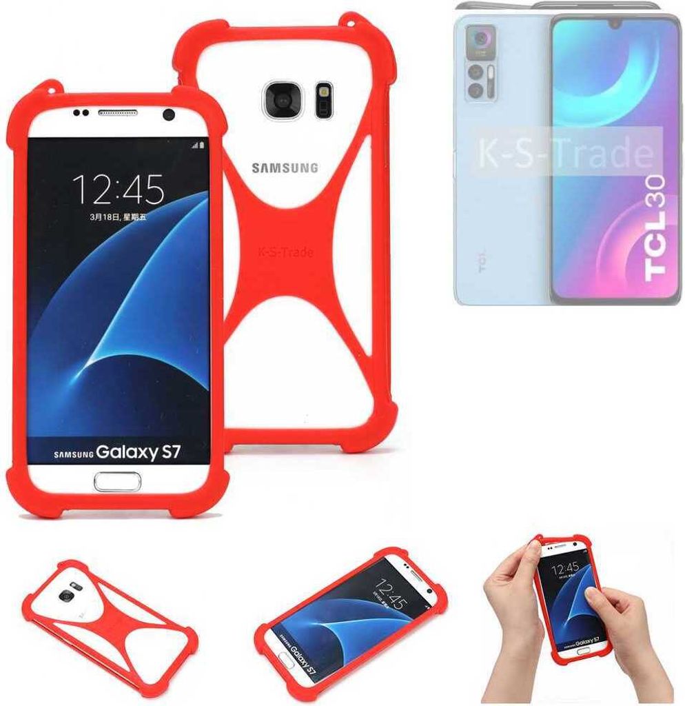 K-S-Trade Handy-Hülle kompatibel mit TCL 30+ Schutz-Hülle Bumper Silikon Schutz Hülle Cover Case Silikoncase Silikonbumper TPU Softcase Smartphone,