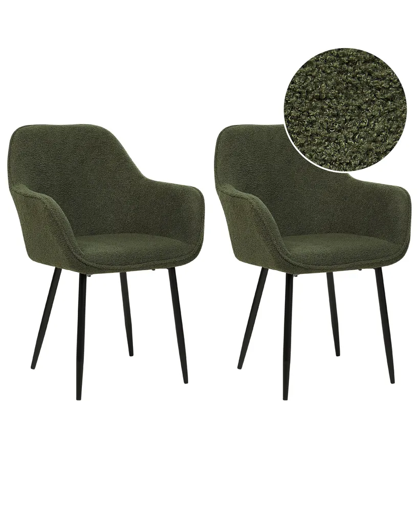 Chaises de Table Confortables Vert Foncé et Noir Idéal pour Longs Repas x2