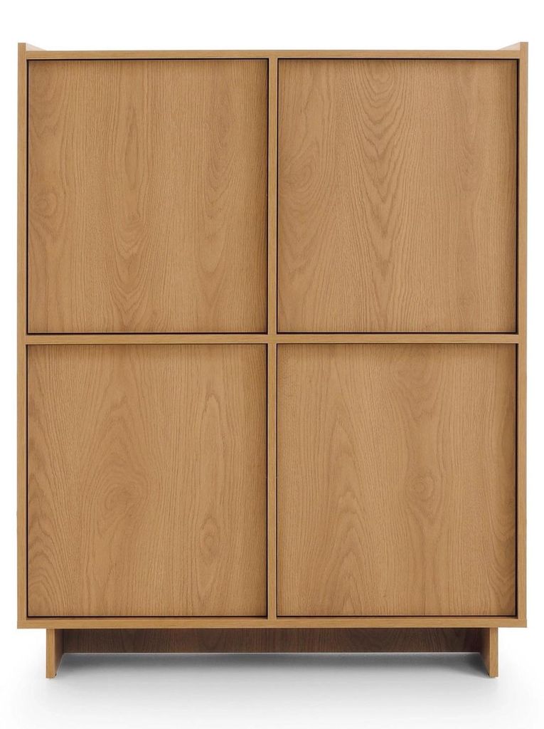 Hochkommode SUNA 98 cm Schrank Karamell Eiche 4 Türen Produktbild 