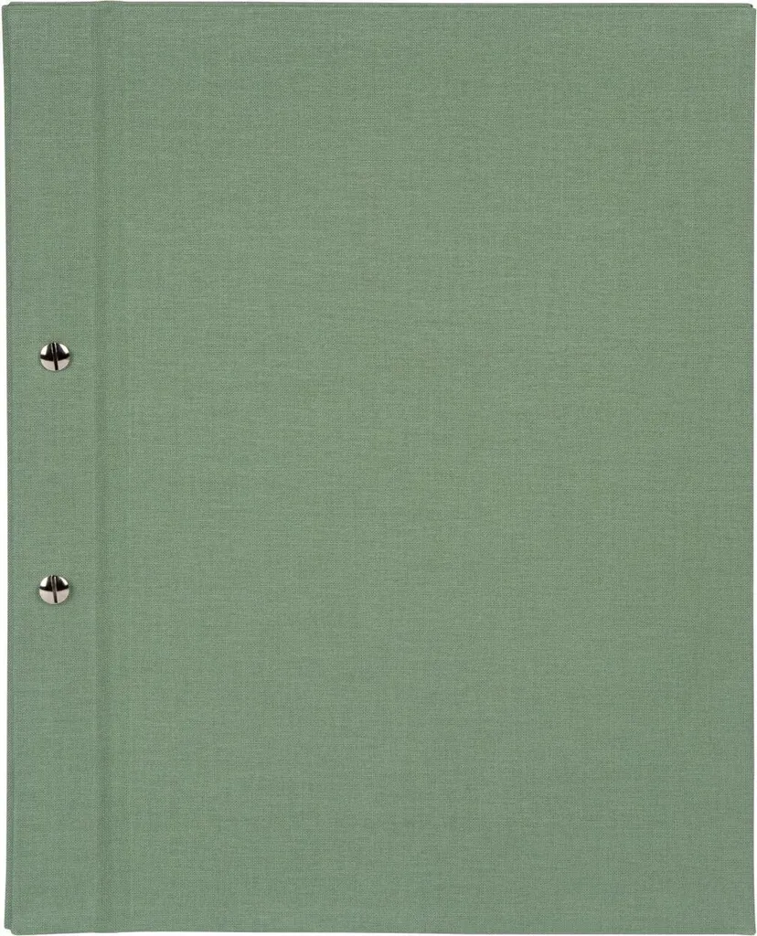 Protège-Certificat Rigide en Lin Bella Vista 24x31 cm Vert Artichaut