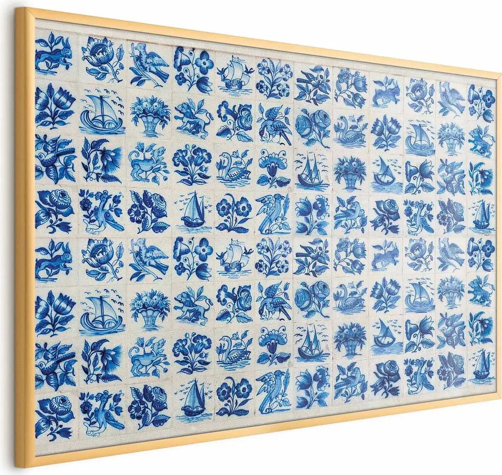 Quadro Azulejos 90x60 Cornice Oro - Decorazione Parete Luxury Design