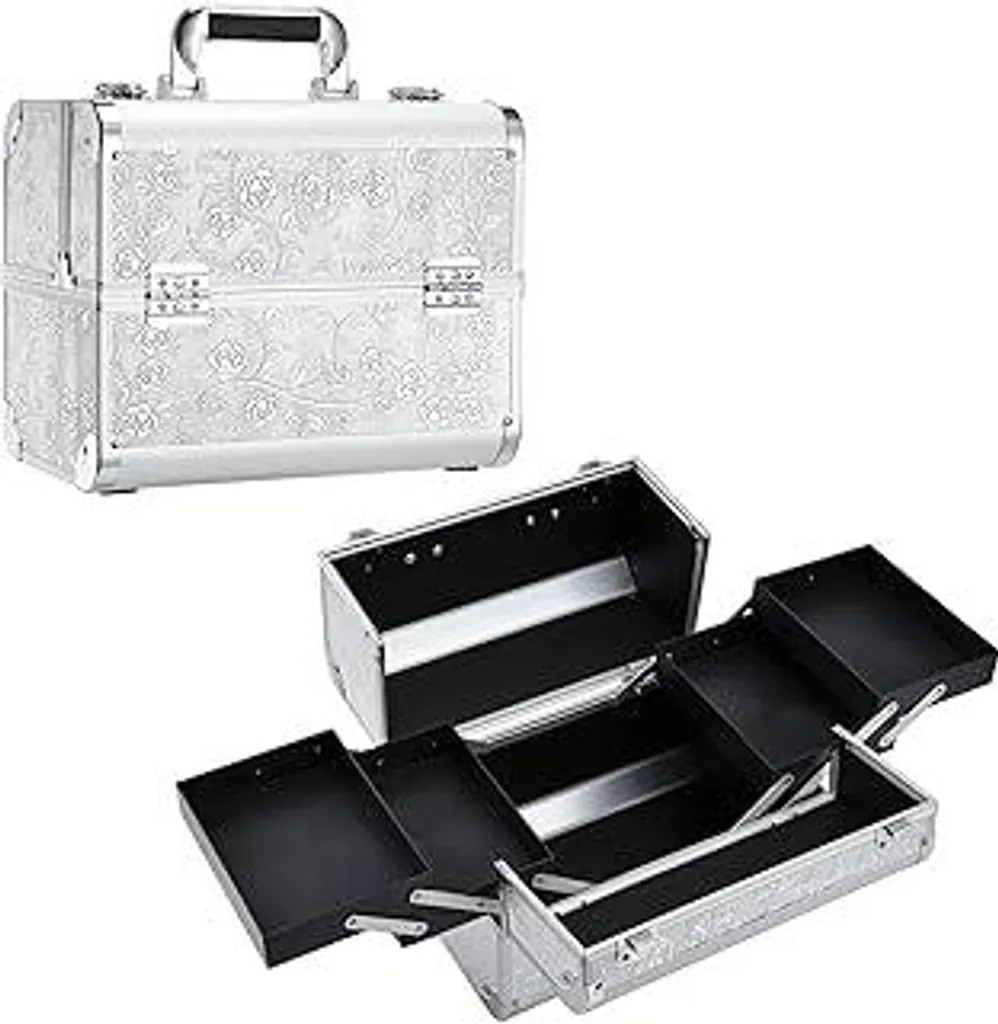 Valigetta Beauty Case Argento: L'Organizer Trucco per Ogni Occasione