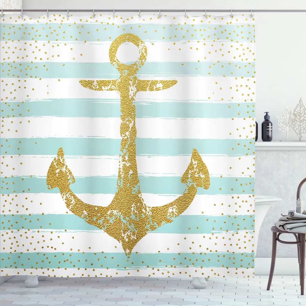 Rideau de douche grande hauteur 240 cm pour salle de bain bord de mer