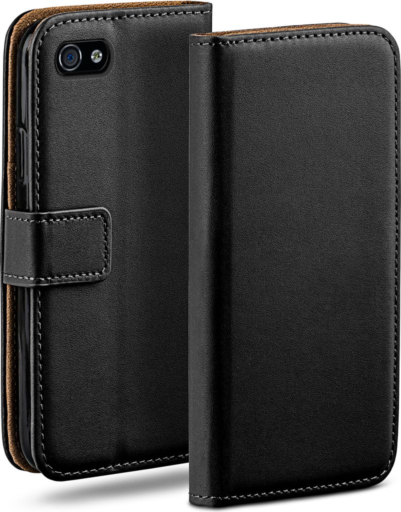moex Book Case kompatibel mit Apple iPhone 4s / iPhone 4 - Hülle 360 Grad klappbar, Schwarz