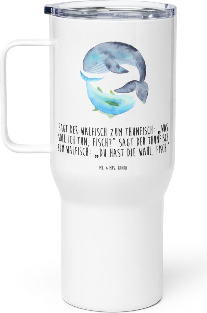 Mr. & Mrs. Panda Kaffee-to-go-Becher Walfisch Thunfisch - Weiß - Geschenk, Kaffee-Thermobecher, Lustige Sprüche, Wahl, thermosbecher, Edelstahl-T...
