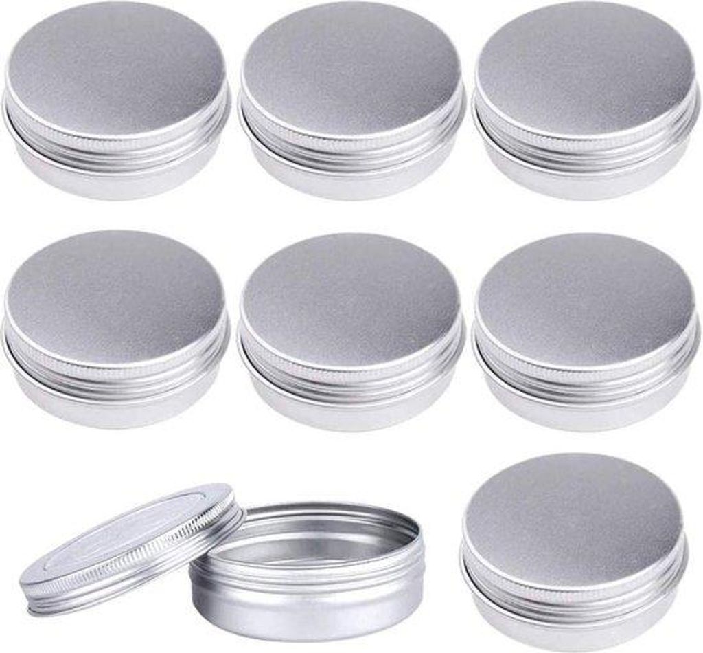 24 Stück leere Aluminium-Becher - silberner Cremebalsam 60 ml mit Schraubverschluss - Lippenbalsam-Lotion-Creme-Masken Mini-Lichter - Kosmetik - 6...