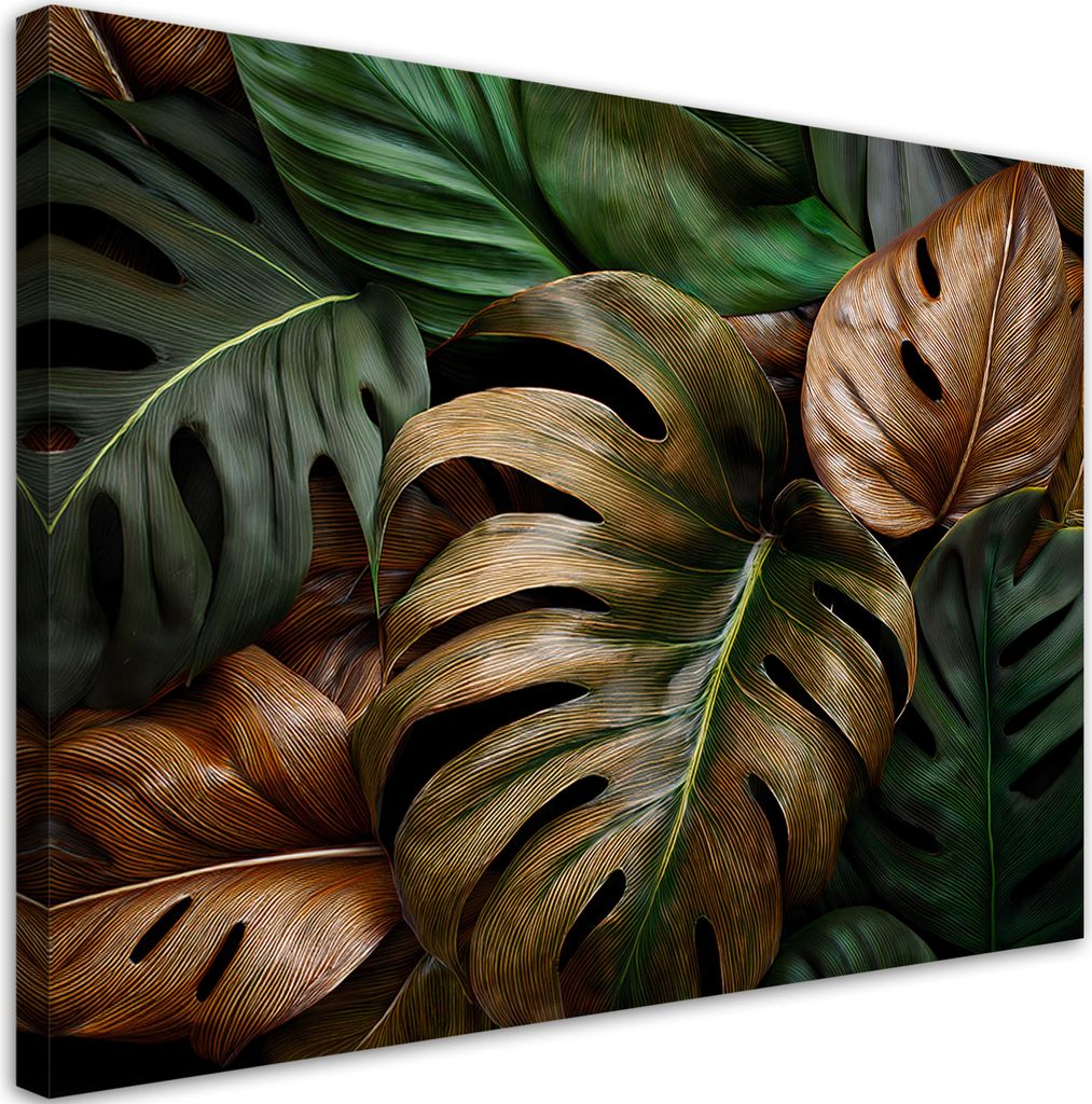 Feeby - Leinwand Bilder - Monstera Blätter - 45x30 cm - Deko Wohnzimmer - Wandbilder Schlafzimmer - Deko Aesthetic - Wand Deko - Leinwand Groß - ...