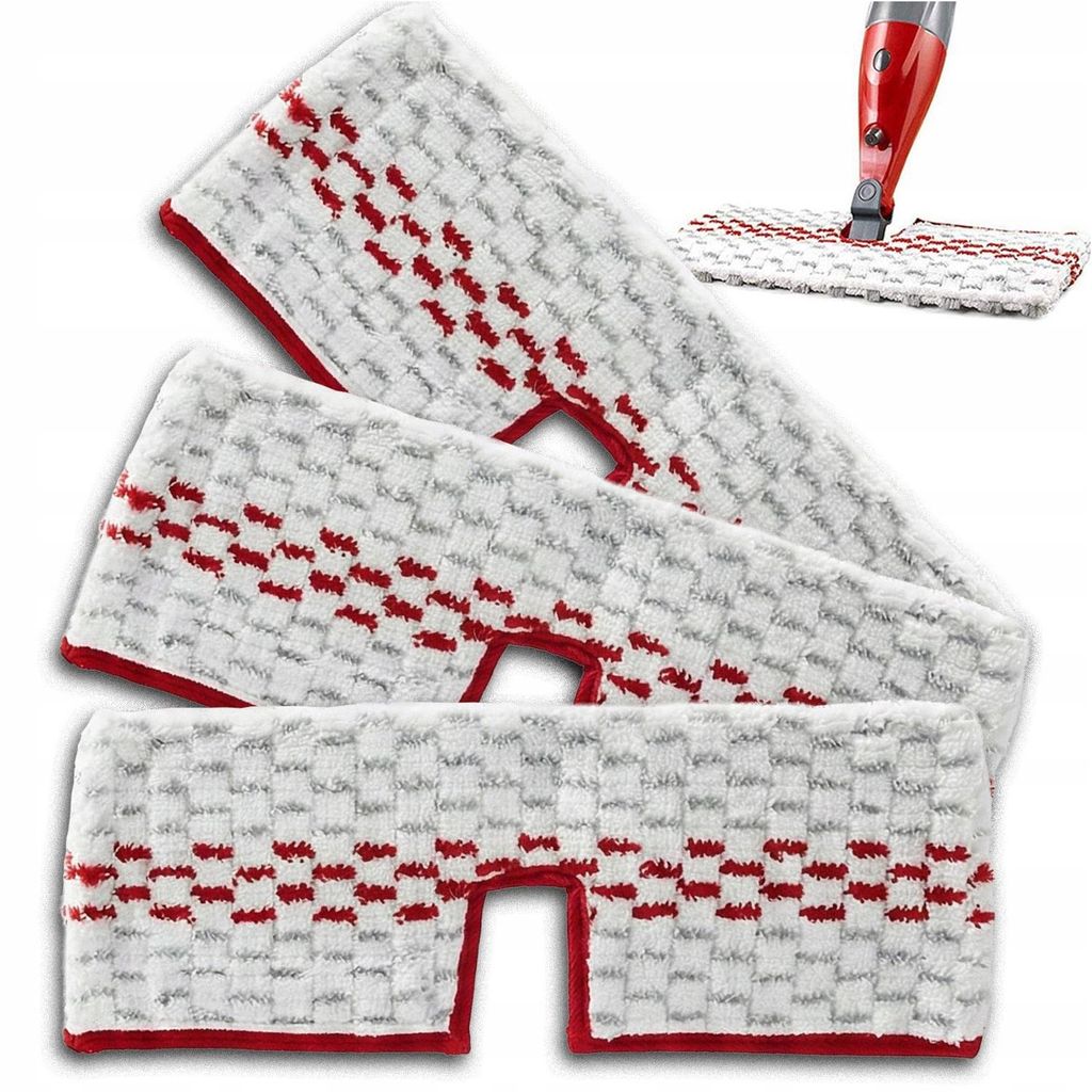 3er-Pack Ersatzbezüge für Flachmopp mit Sprühvorrichtung – Mikrofaseraufsatz – Nachfüllspray